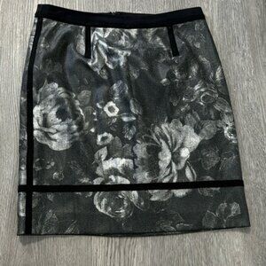 Floral Wool Blend Pencil Skirt